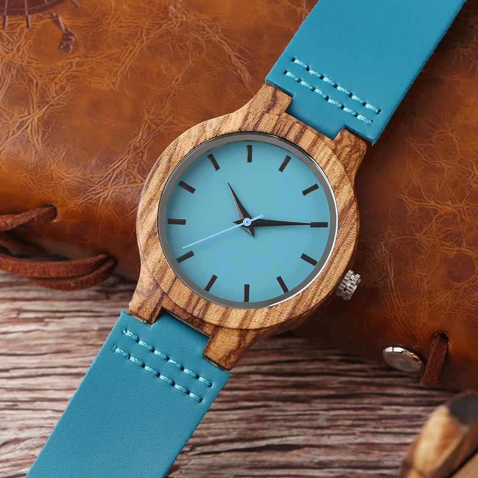 Royal Blue Couples Wood Watch
