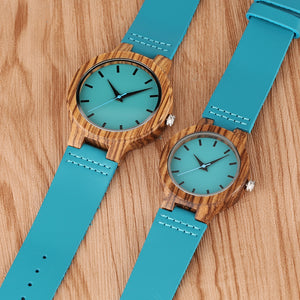Royal Blue Couples Wood Watch