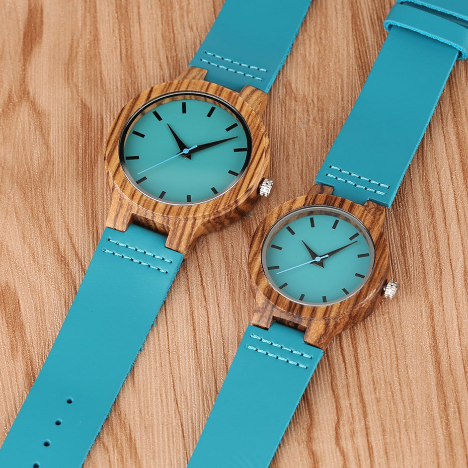 Royal Blue Couples Wood Watch