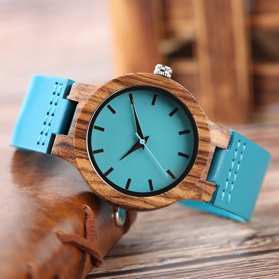 Royal Blue Couples Wood Watch