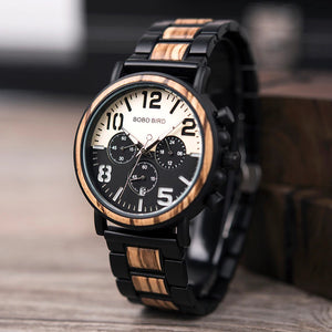 Wooden Stainless Steel Mens Watch