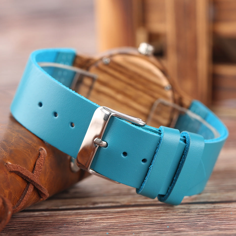 Royal Blue Couples Wood Watch