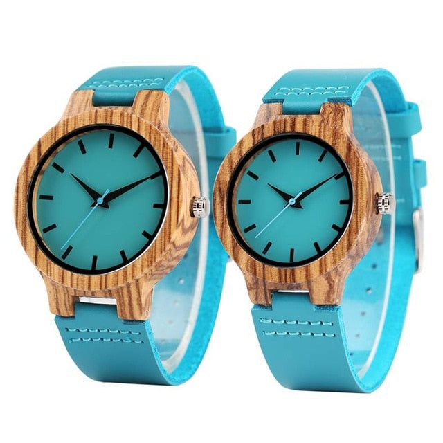 Royal Blue Couples Wood Watch