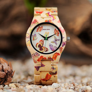 Butterfly Bamboo Band Womens Watch