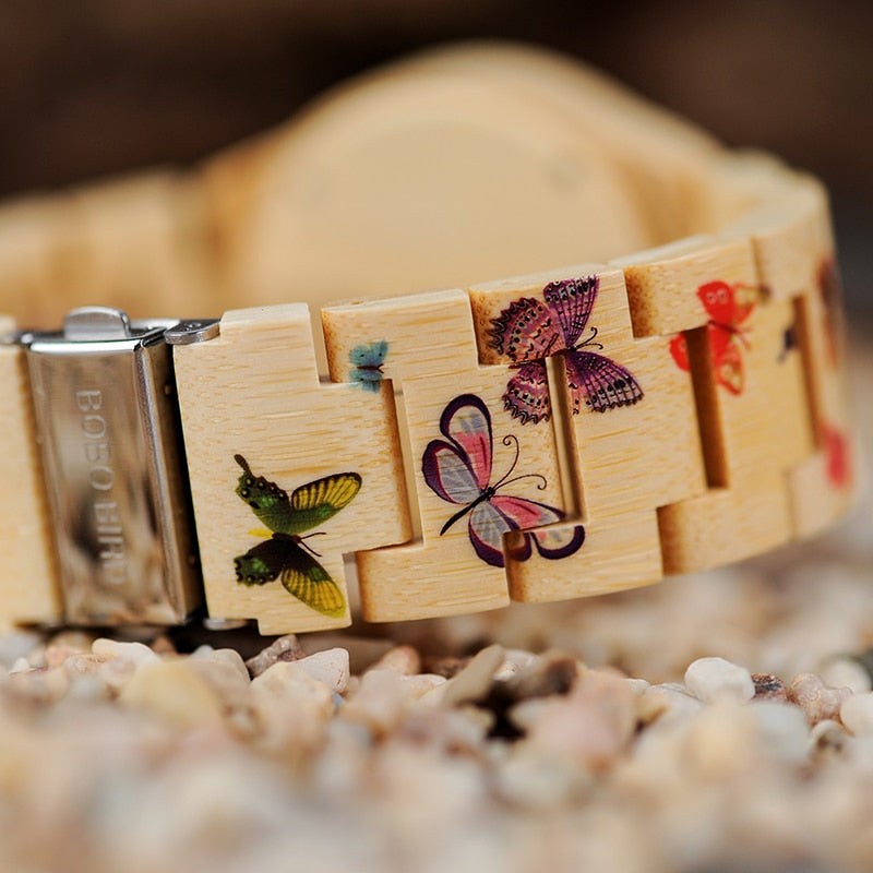 Butterfly Bamboo Band Womens Watch