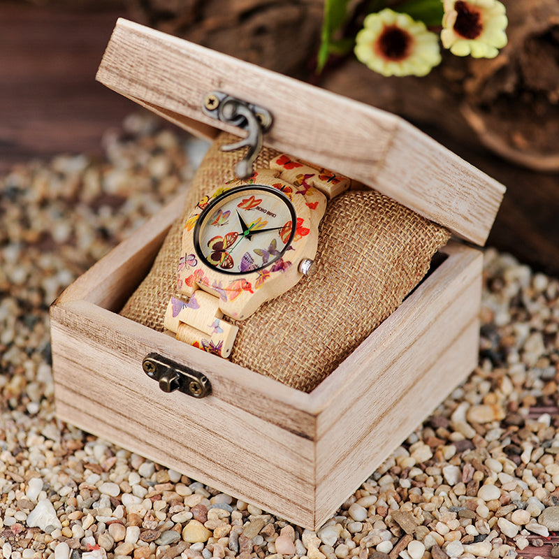 Butterfly Bamboo Band Womens Watch