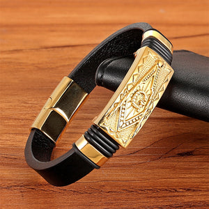 Gold Genuine Leather Bracelet