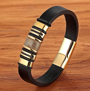 Gold Genuine Leather Bracelet
