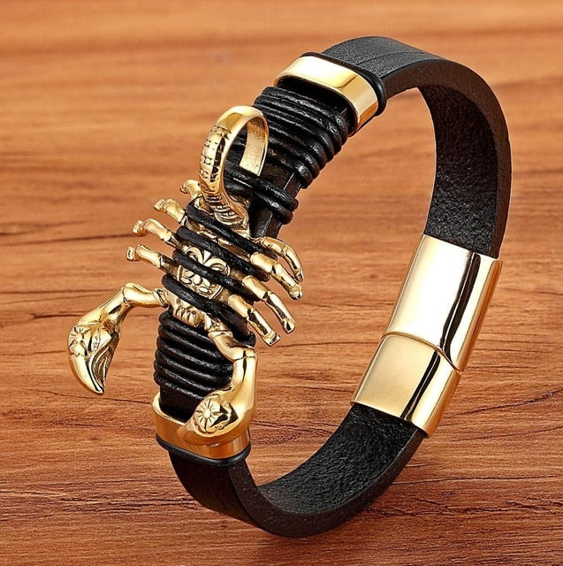 Gold Genuine Leather Bracelet