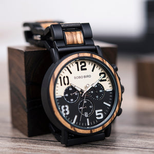 Wooden Stainless Steel Mens Watch