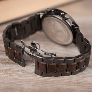 Wooden Stainless Steel Mens Watch