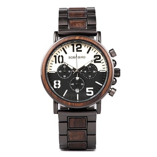 Wooden Stainless Steel Mens Watch