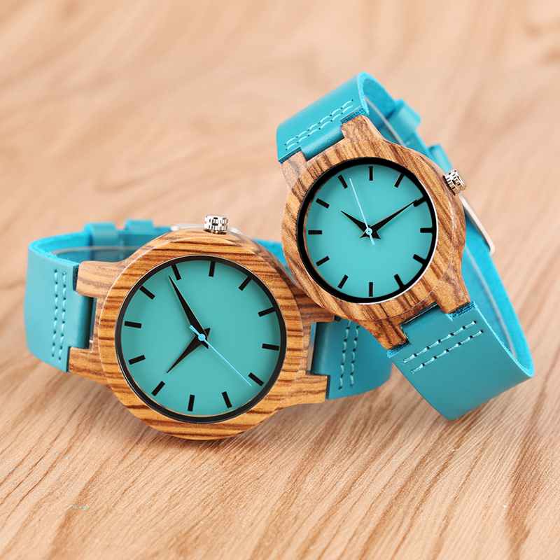 Royal Blue Couples Wood Watch