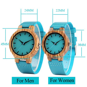 Royal Blue Couples Wood Watch