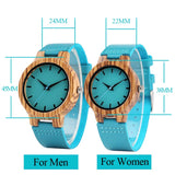 Royal Blue Couples Wood Watch
