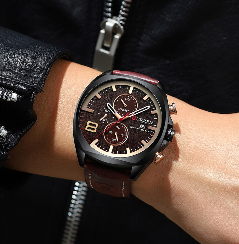 Luxury Leather Mens Watch