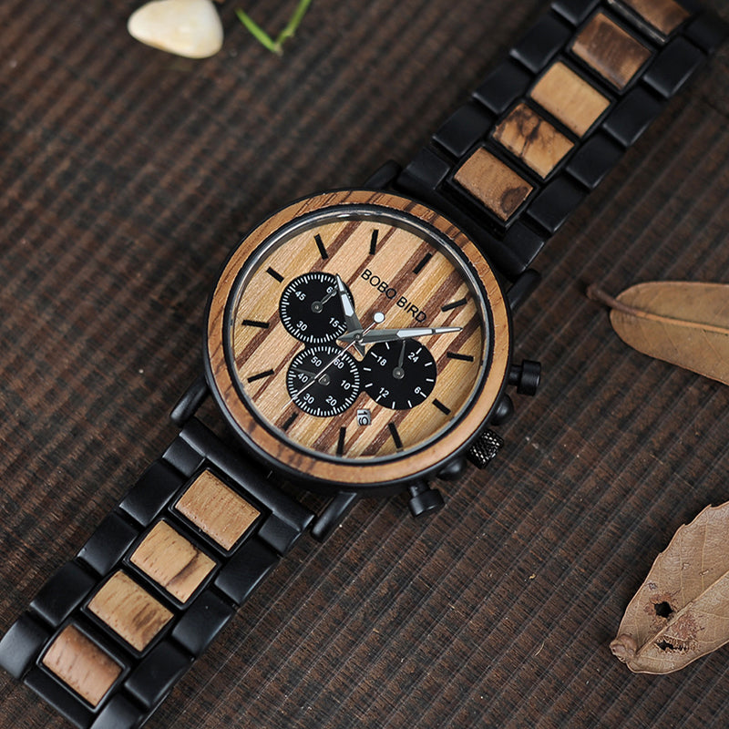 Wooden Chronograph Mens Watch